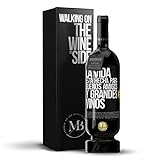 «La vida está hecha para buenos amigos y grandes vinos» Mensaje en una Botella. Vino Tinto Premium Reserva MBS Martín Berasategui System. Etiqueta Negra PERSONALIZABLE.