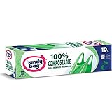 Handy Bag Bolsas de Basura 10L 100% Compostables, Biodegradables, Resistentes, 10 Bolsas