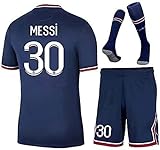 Suxman Camiseta Niño/a Paris Saint-Germain, Camiseta Messi PSG niño 2022 Jersey de Fútbol Conjunto de Adultos y niños, con Calcetines