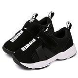 Daclay Zapatos niños Deportivo Transpirable y Transpirable con Parte Superior de Cuero cómoda con Zapatillas Velcro niña Sneakers (Negro, 33)