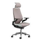 Steelcase Gesture Chaise de bureau ergonomique avec hauteur, soutien lombaire, accoudoirs et appui-tête réglables, mécanisme d'inclinaison et rembourrage confortable en tissu gris/orange