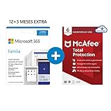 Microsoft 365 Familia | Apps Office 365 | PC/MAC/teléfono | Suscripción anual | 12+3 Meses | + McAfee Total Protection 2020 | 6 Dispositivo | 12 Meses | PC/Mac/Android/Smartphones - Código por email