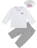 MOMBEBE COSLAND Disfraz Cocinero Bebé Niño Conjunto de Camiseta Manga Larga Gorro (Cocinero, 2 años)