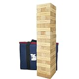 JAMK Giant Tumble Tower - Grands jeux familiaux en bois à empiler, jouets de fête (60 pièces, 13.5 kg) 90 cm - 150 cm