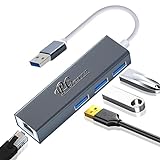 Hub USB 3.0, 1000Mbps Adaptador USB Ethernet Gigabit Aluminio, 4 Puertos USB Extra Delgado Ultraligero, Concentrador de Datos Adaptador USB Compatible con MacBook Air/Pro/iMac/MacPro/PS4/Xbox