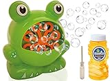 Gamez Jam Frog Seifenblasenmaschine für Kinder, Babys, Erwachsene und sogar Hunde! Seifenblasenmacher für Kinder im Freien oder drinnen. Seifenblasengebläse mit Seifenblasenlösung