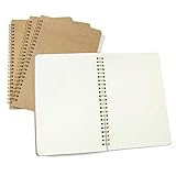 4 Piezas Bloc de Notas Espiral A5, Comius Sharp Cuaderno A5 Libretas, Cuadernos de Papel Kraft en Blanco, Diarios para Escolar, Notebook de Cubierta Kraft para Notas, Aprendizaje, Dibujo (Blanco)