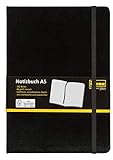 Idena 209281 - Cuaderno DIN A5, cuadriculado, papel en color crema, 192 hojas, 80 g/m², tapa dura en negro, 1 unidad