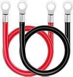 Gebildet 16mm² 50cm Cables de la Batería(MAX 100A) con Terminales de Anillo,Rojo + Negro Cobre Estañado para Motocicleta,Automotriz