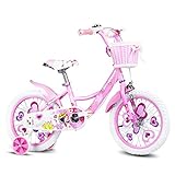 Bicicletas para niños Bicicleta para niños Bicicleta Creativa 12,14,16,18 Pulgadas Bicicleta para niña Impresión de Moda Marco de Metal Bicicleta de Ocio (Color : Pink, Size : 14inch)