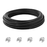 Cable de alambre de acero inoxidable con revestimiento de PVC, 10 m – 3 mm, 4 abrazaderas de cable – 7 x 7