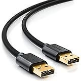 deleyCON 0,5m USB 2.0 Cable de Alta Velocidad Cable de Datos - USB A Macho a USB A Macho - Transferencia de Datos Rápida y Segura Conector USB Estable y de Ajuste Perfecto Compatible con el Revés - Negro