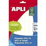 APLI 1636 - Etiquetas adhesivas blancas permanentes APLI 10 de escritura manual (12 x 30 mm), pack de 10 hojas (350 etiquetas)