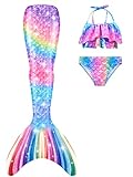 NAITOKE Kaikamahine Mermaid Swimsuit Bikini Set, Me Monofin,AAAK,120