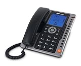 SPC Office Pro - Teléfono fijo ( identificación de llamadas, gran pantalla iluminada, manos libres, 7 memorias directas), negro