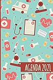 Agenda 2021: Tema Enfermera Medicina Agenda Mensual y Semanal + Organizador Diario I Planificador Semana Vista A4 tapa aqua