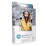 HP 2x3' Papel fotográfico premium Zink (50 hojas) compatible con la impresora fotográfica portátil Sprocket