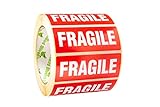 OliveBird Etiquetas Fragil Blancas en 1,000pcs 90x35mm Rojo / Roll Con Del Texto la Etiqueta - FRAGILE