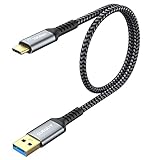 SUNGUY Cable USB C 3.1 Gen 2, 0,5 m USB A a C de nailon trenzado 3A Carga rápida y transferencia de datos a 10 Gbps Cable Android Auto tipo C compatible con Galaxy S21 S20 S10 Note 20