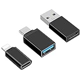 Juego de 5 adaptadores USB-C a USB 3.0, USB-C (macho) a USB A (hembra), Micro USB y USB 3.0 compatibles con función OTG (negro).