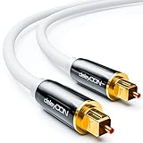 deleyCON 3m Cable Audio Digital Óptico S/PDIF 2X Conector Toslink Cable de Fibra Óptica Conector de Metal 5mm Flexible - Blanco