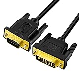 SHULIANCABLE DVI to VGA Cable, DVI-D 24+1 to VGA Male to Male Adapter Cable, with Chip, for PC DVD Monitor Projector HDTV (1.8M)