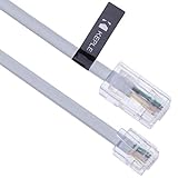 1m RJ11 a RJ45 Cable Módem Ethernet Teléfono de Datos ADSL Parche Banda Ancha Alta Velocidad BT Conexión a Internet 6P4C to 8P8C Piso de Extensión Compatible con Módem, Enrutador, Línea Fija (Blanco)