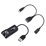 Adaptador USB 2.0 a RJ45 / 2X Cable USB Mirco Adaptador Ethernet LAN para Amazon Fire TV 3 o Stick Gen 2 (Negro)