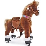 PonyCycle Official Model U Authentic Ride On Toy Horse (with Brake and Sound/Size 4 for Kids Ages 4-8) Brown Giddy Horse Ux424