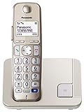 Panasonic KX-TGE210SPN -Teléfono Fijo Inalámbrico (LCD Grande, Teclas Grandes, Agenda de 100 Números, Bloqueo de Llamadas, Modo ECO, Compatible con Audífonos), Color Champán