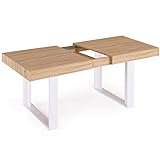 IDMarket - Mesa de comedor extensible Phoenix 6-10 personas, madera y blanco, 160-200 cm