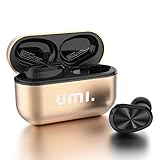Umi. by Amazon Auriculares de botón inalámbricos (TWS) W5s con Bluetooth 5.0 y certificación IPX7 compatibles con iPhone Samsung Huawei y Estuche metálico con Base de Carga (Dorado)