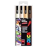 POSCA - PC-3M Art Paint Markers - Lot de 4 - Dans un étui en plastique - Tons neutres chauds