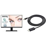 BenQ GW2780 - Monitor de 27' (FHD, Eye-Care, IPS, HDMI, Sensor Brillo Inteligente, Low Blue Light, Antirreflejo) Color Negro & Amazon Basics - Cable Adaptador Mini DisplayPort a HDMI (1,8 m)