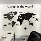 3D Acrílico DIY Mapa del Mundo Mundi De la Pared Murales Etiquetas Etiqueta Sala Salón Oficina Fondo Pegatinas Creativa Decoración Decor De la Pared Murales Mapa del Mundo Mundi 80 * 40cm
