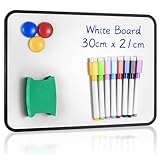 Dry Erase Whiteboards, ຂະຫນາດ A4 ກະດານສີຂາວສອງດ້ານຂະຫນາດນ້ອຍ, ມີເຄື່ອງຫມາຍລົບແຫ້ງ, Eraser, ແມ່ເຫຼັກສໍາລັບການຂຽນແບບແຕ້ມໃນຫ້ອງການໂຮງຮຽນ, 30x21cm