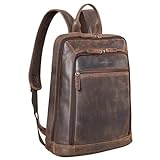STILORD 'Watson' Laptop Backpack 15.6 Inch Leather Large Vintage Backpacks Business Bag Office Backpack XL in Genuine Leather, Colour:zamora - brown