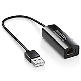 deleyCON Adaptador de Red LAN USB 2.0 Gigabit Ethernet 100Mbit de USB A a RJ45 para PC Notebook Ultrabook Tablets Windows Mac - Negro