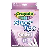 Маркери Crayola Super Tips, що миються, пастельні кольори, 20,5 x 13 x 1,3 см, 12 одиниць (упаковка по 1)