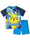 Pokemon Pijama Niño | Pijama Corta Pikachu | Pijamas niño Verano Azul 5-6 Años