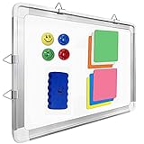 Magnetic Whiteboard - Wall Board 38x30cm + 1 Magnetic Eraser, 4 Magnets le 6 Colored Magnetic Notes for Office and Kitchen.