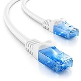 deleyCON 15m CAT.6 Ethernet Gigabit LAN Cable de Red RJ45 CAT6 Cable de Conexión Compatible con CAT.5 CAT.5e CAT.6a Cat.7 - Blanco