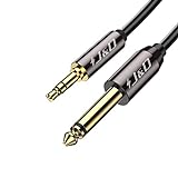 J&D 6,35mm 1/4'' TS a 3,5mm 1/8'' TRS Cable, Chapado en Oro 1/4 Macho a 3.5 mm 1/8 Macho Mono T Interconectar Tarea Pesada Cable Adaptador Auxiliar de Audio Estéreo - 3 Meter