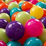 KiddyMoon 100 ∅ 7Cm Bolas Colores De Plástico para Piscina Certificadas para Niños, Verdeclr/Amarillo/Turquesa/Naranja/Rosaos/Violeta