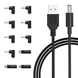 BERLS USB – DC 5V кабелі, ұяшық қосқышы 5.5x2.5, 5.5x2.1, 4.8x1.7, 4.0x1.7, 4.0x1.35, 3.5x1.35, 3.0x1.1, 2.5x0.7, USB Mini, USB-B, USB-C, USB қуат кабеліндегі тұрақты токты зарядтау