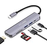 FITLONG Hub USB C, 6 en 1 Adaptador USB C Hub para MacBook Air/Pro, con HDMI 4K, PD 100W, 2 USB, SD/TF Lector Tarjeta, para y más Dispositivos Tipo C