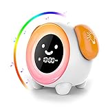 Despertador Infantil - Niños Entrenador de Dormir LED despertador luz Digital, 2400mAh Recargable con 2 Alarmas, 3 Modos, 6 Sonidos Naturales, 7 Luces de Colores Ajustables, Función Snooze