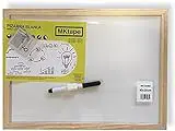 Pizarra Blanca de Pared - Dimensiones de 30 x 40 cm - Incluye Rotulador y Elementos de Sujeción - Pizarra Pequeña con Marco de Madera - Peso Ligero - MKtape