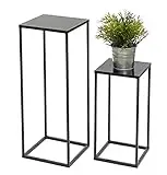DanDiBo Juego de 2 taburetes de metal negro rectangulares para flores, mesa auxiliar 434