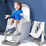WC adapter za otroke z lestvijo, BelonLink nastavljiva zložljiva WC deska, široka in nedrseča pedala, mehak rob, nastavljiva višina 38-43 cm, enostavno čiščenje, WC reduktor